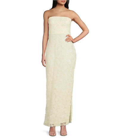 Lulus Fields Chiffon Strapless A-Line Maxi Dress
