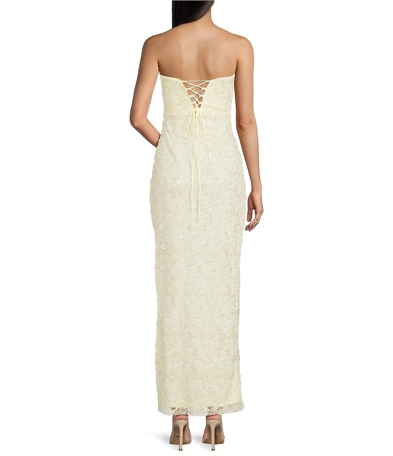 Lulus Fields Chiffon Strapless A-Line Maxi Dress