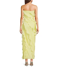 Lulus Freya Chiffon Strapless Neck Ruffle Maxi Dress