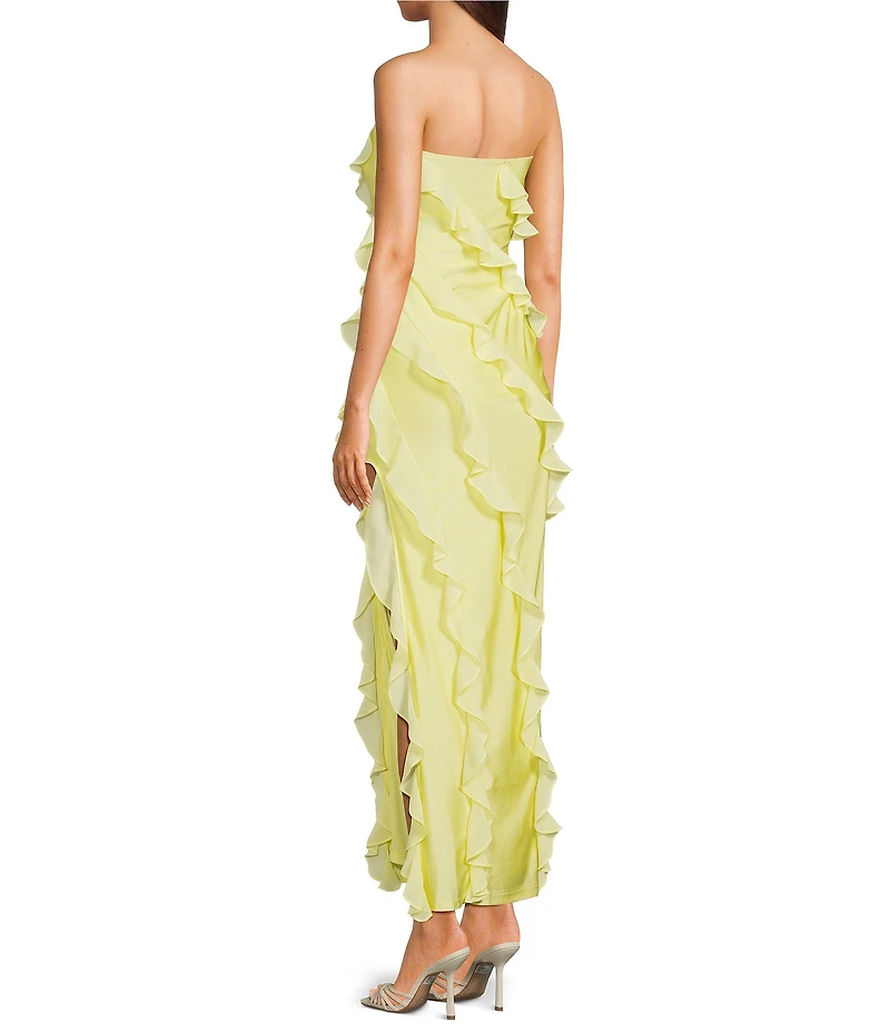Lulus Freya Chiffon Strapless Neck Ruffle Maxi Dress