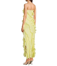 Lulus Freya Chiffon Strapless Neck Ruffle Maxi Dress