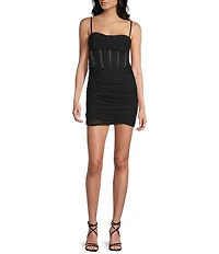 Lulus Galaxy Mesh Corset Bodycon Mini Dress