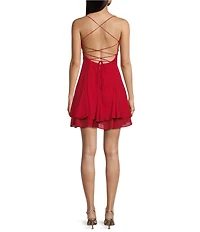 Lulus Lauren Layered Ruffle Chiffon Mini Dress