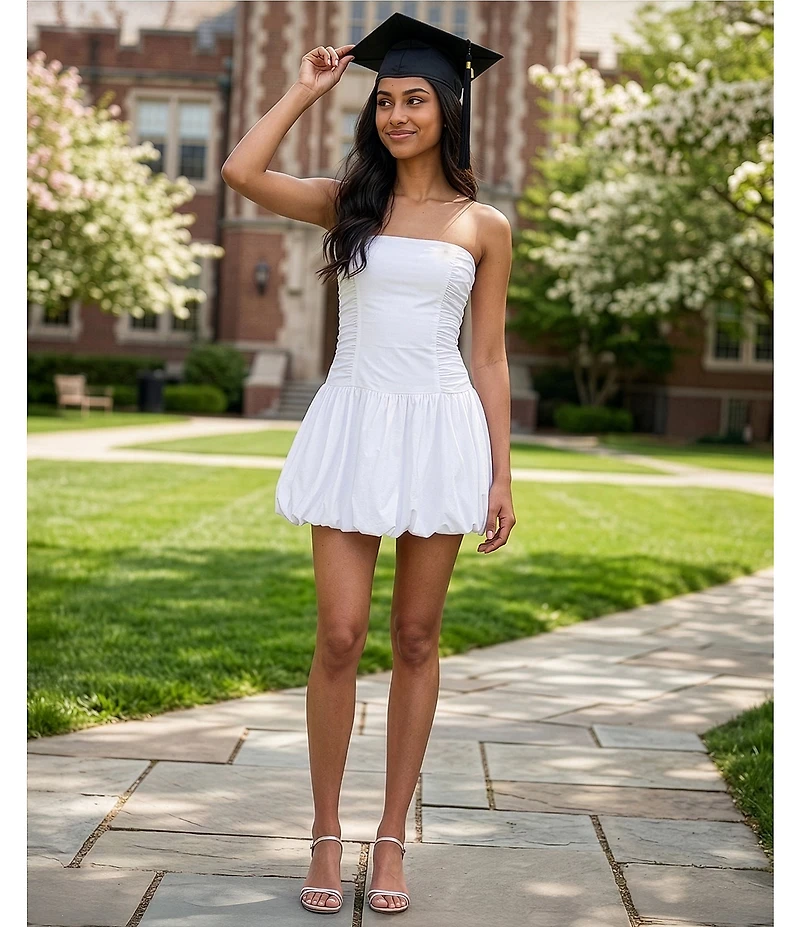 Lulus Molly Puffed Hem Drop Waist Mini Dress