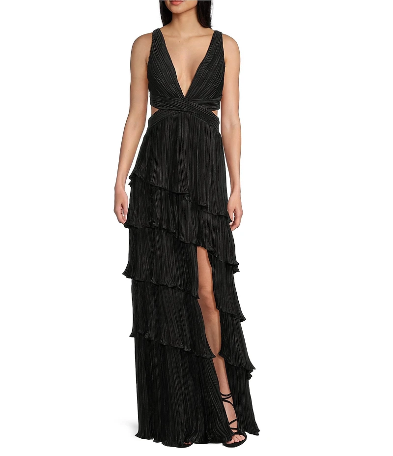 Lulus Mulholland Cutout Plisse Maxi Dress