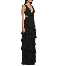 Lulus Mulholland Cutout Plisse Maxi Dress