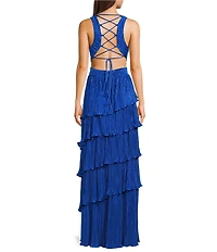 Lulus Mulholland Cutout Plisse Maxi Dress