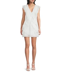 Lulus Nova Pleated V-Neck Sleeveless Ruffle Mini Dress