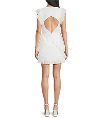 Lulus Nova Pleated V-Neck Sleeveless Ruffle Mini Dress