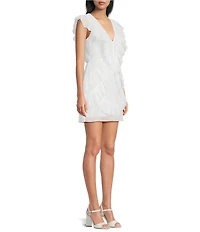 Lulus Nova Pleated V-Neck Sleeveless Ruffle Mini Dress