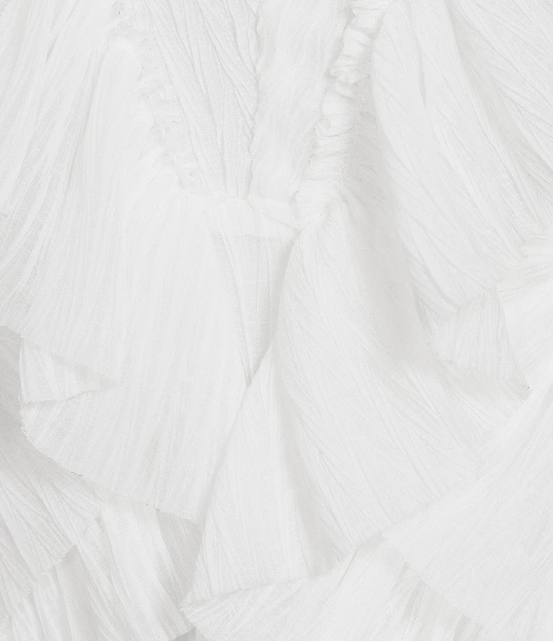 Lulus Nova Pleated V-Neck Sleeveless Ruffle Mini Dress