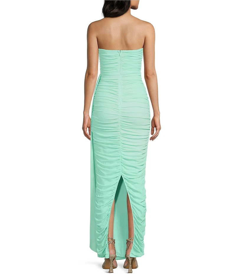 Lulus Prism Ruched Square Neck Strapless Maxi Dress