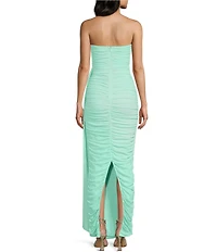Lulus Prism Ruched Square Neck Strapless Maxi Dress