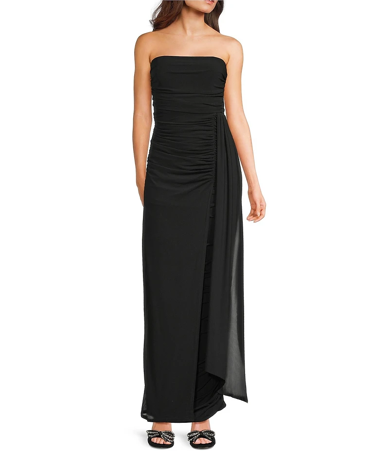 Lulus Prism Ruched Square Neck Strapless Maxi Dress