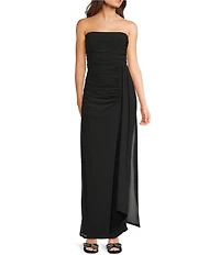 Lulus Prism Ruched Square Neck Strapless Maxi Dress