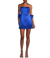 Lulus Satin Bow Strapless A-Line Mini Dress