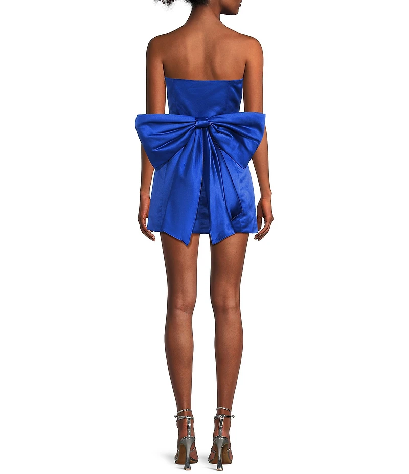 Lulus Satin Bow Strapless A-Line Mini Dress