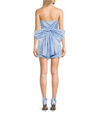 Lulus Satin Bow Strapless A-Line Mini Dress