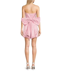 Lulus Satin Bow Strapless A-Line Mini Dress