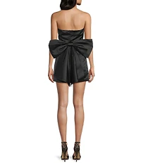 Lulus Satin Bow Strapless A-Line Mini Dress