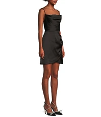 Lulus Satin Cowl Neck Mini Dress