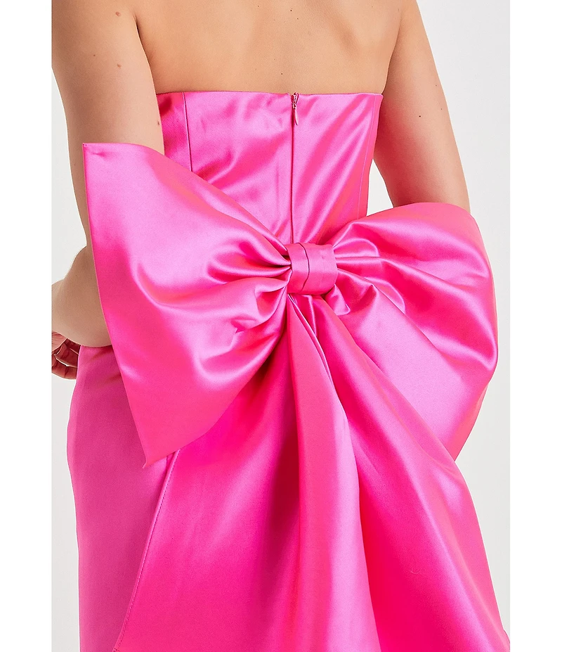 Lulus Satin Strapless Bow Mini Dress