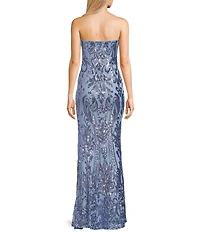 Lulus Sequin Pattern Delmar Strapless Mermaid Dress