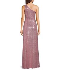 Lulus Sequin Fairhaven One Shoulder Long Dress
