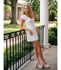 Lulus Sinclair Flutter Sleeve Satin Jacquard Mini Dress