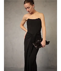 Lulus Siren Corset Drape Front Long Dress