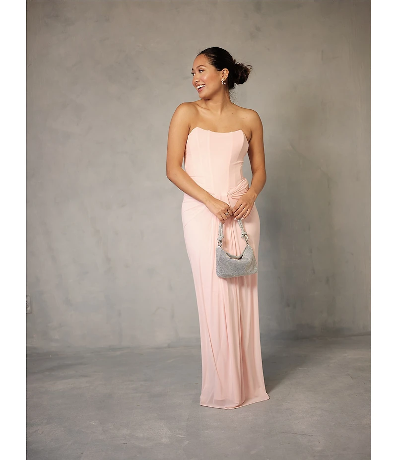 Lulus Siren Corset Drape Front Long Dress