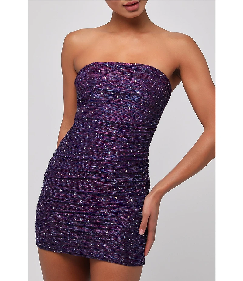 Lulus Strapless Jeweled Bodycon Mini Dress