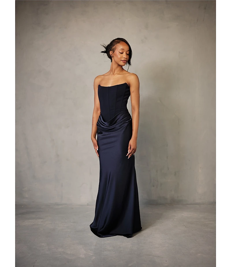 Lulus Tarni Strapless Square Neck Maxi Dress