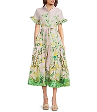 Luna Midi Button Front Tie Waist Dress