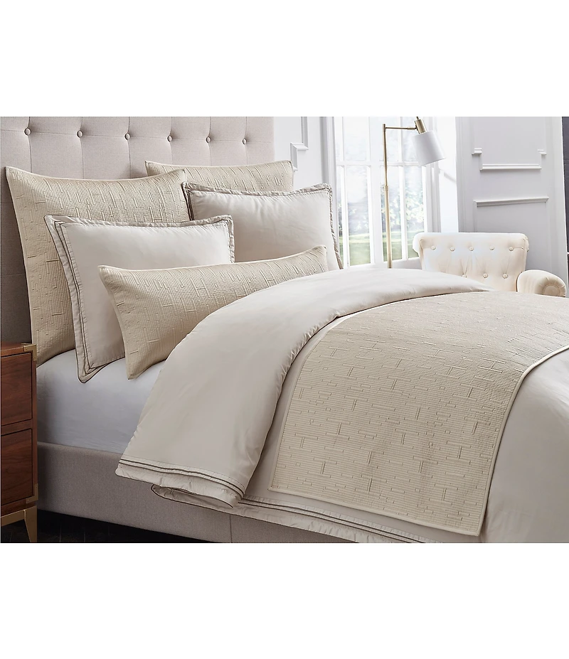 Luxury Hotel Paseo Collection Embroidered Textured Patterned Euro Sham