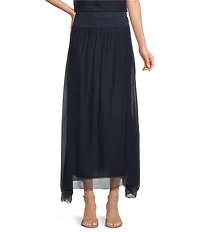M Made in Italy A-Line Silky Midi Skirt