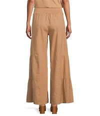 M Made In Italy Coordinating Mixed Media Linen Blend Wide leg Tiered Pants