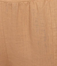 M Made In Italy Coordinating Mixed Media Linen Blend Wide leg Tiered Pants