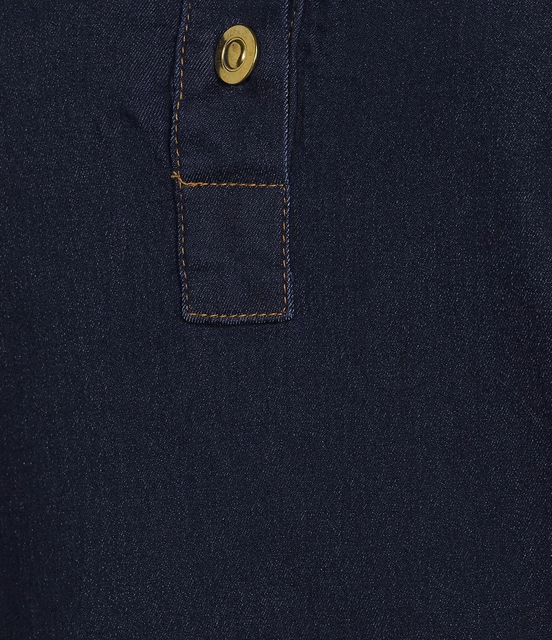 M Made in Italy Denim Point Collar Long Sleeve Shift Dress