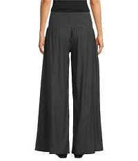 M Made in Italy Denim Wide Leg Smocked Waistband Jeans