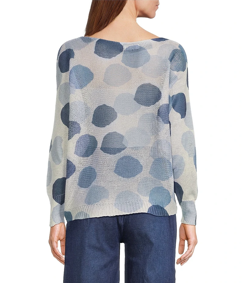M Made in Italy Abstract Dot Print Long Sleeve Knit Top