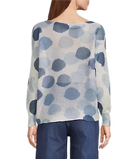 M Made in Italy Abstract Dot Print Long Sleeve Knit Top