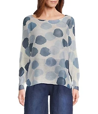 M Made in Italy Abstract Dot Print Long Sleeve Knit Top