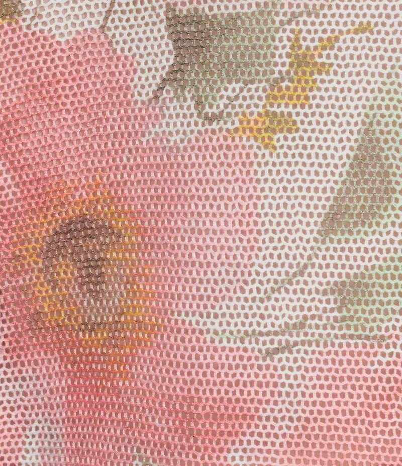 M Made in Italy Floral Knit Boat Neck Long Bat Sleeve Top