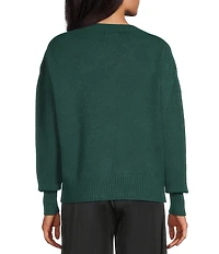 M Made In Italy Foil Print Crew Neck Long Sleeve Sweater