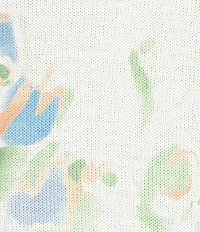 M Made In Italy Knit Border Print Crew Neck Raglan Elbow Length Sleeve Top