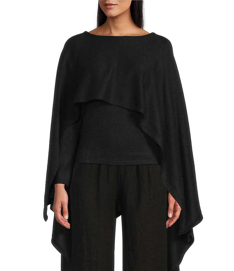 M Made in Italy Knit Integrated Cape Poncho