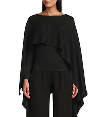 M Made in Italy Knit Integrated Cape Poncho