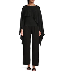 M Made in Italy Knit Integrated Cape Poncho