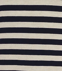 M Made in Italy Knit Jersey Stripe Scoop Neck Short Sleeve A-Line Midi Dress